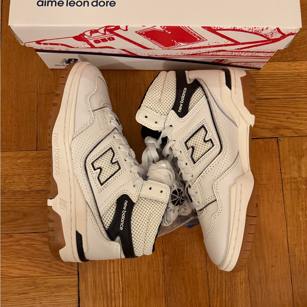 New Balance x Aime Leon Dore 650 White and Black Sneakers with Gum Sole